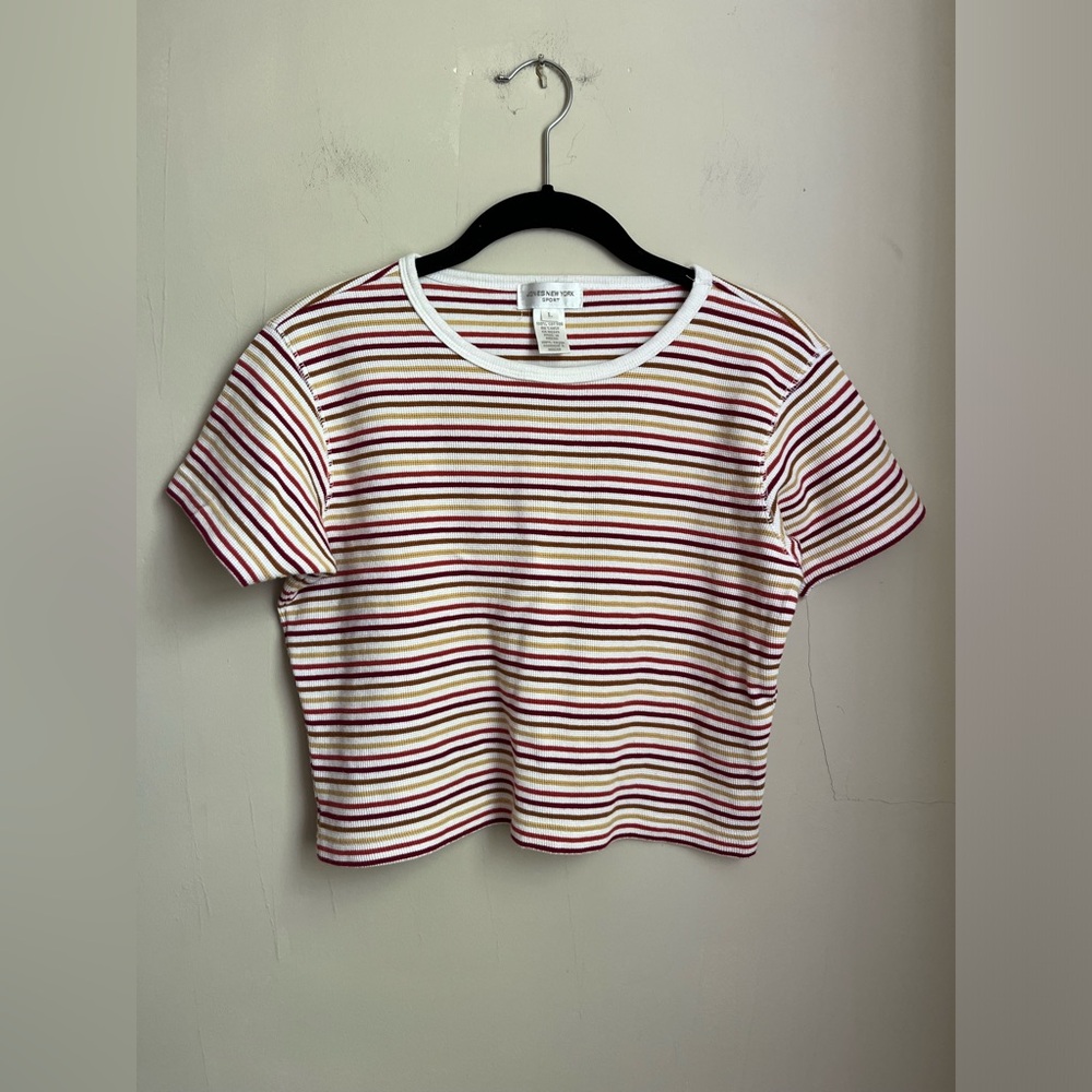 vintage 90s striped cotton crop tee